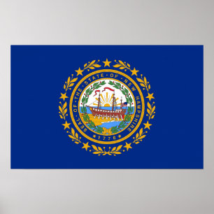 Poster com Flag de New Hampshire, EUA