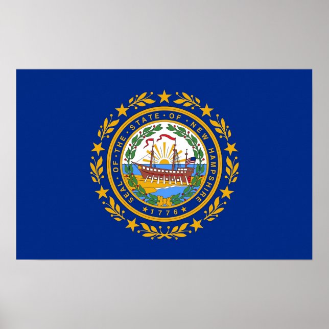 Poster com Flag de New Hampshire, EUA (Frente)