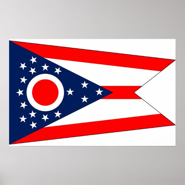 Poster com Flag de Ohio, EUA (Frente)