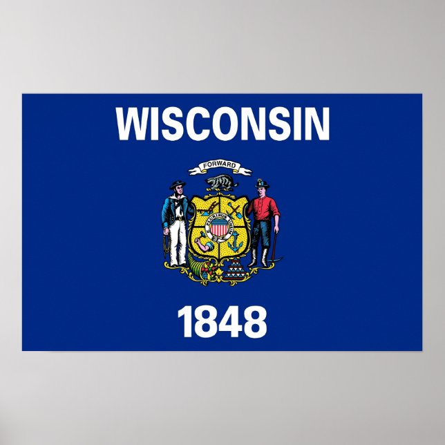 Poster com Flag de Wisconsin, EUA (Frente)