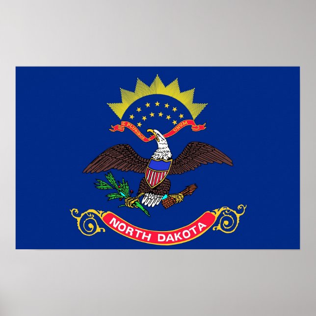 Poster com Flag of North Dakota, EUA (Frente)