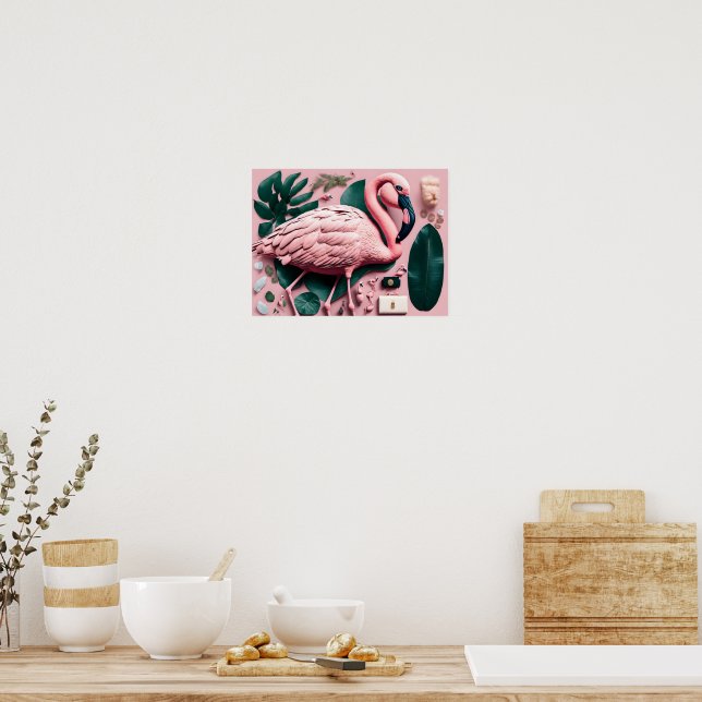 Poster com Flamingo Rosa (Cozinha)