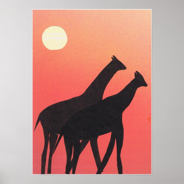 Poster com Girafa Silhouettes (Frente)