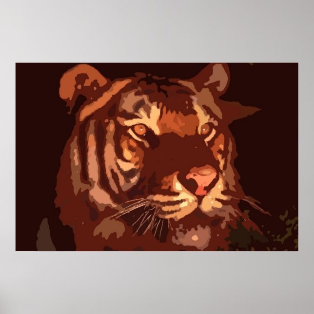 Pôster com impressão da face de tigre em luz negra (Frente)