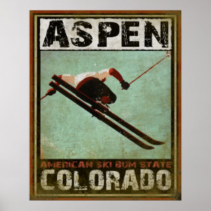 Poster com impressão legal do esqui de Aspen