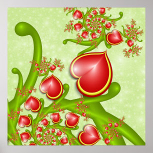 Poster Com muito amor Corações Amarelos Vermelhos Arte Fr