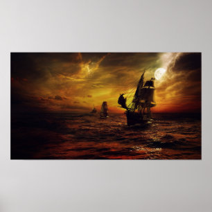 Poster com navio de pirata