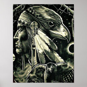 Poster com pintura de nativo americano