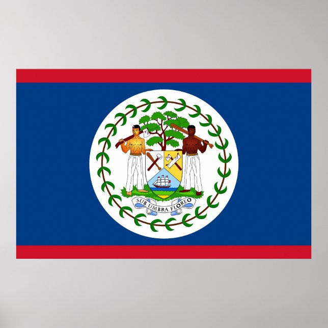 Poster com Sinalizador de Belize (Frente)