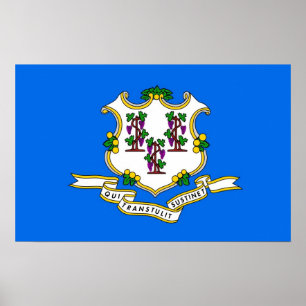 Poster com Sinalizador de Connecticut, EUA