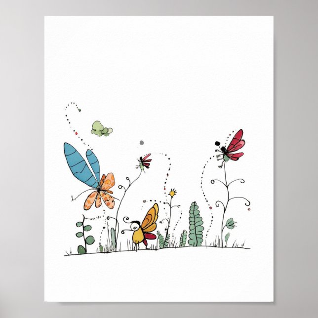 Poster com tema de borboletas e fadas (Frente)