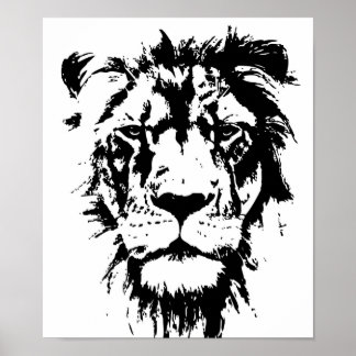Poster com um impressão preto e branco Leo