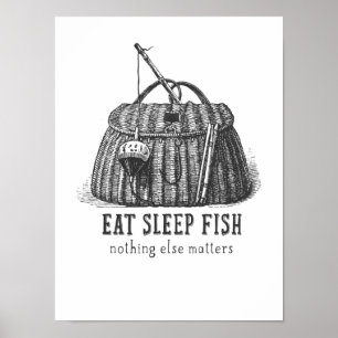 Póster Coma a caixa de equipamento do vintage dos peixes