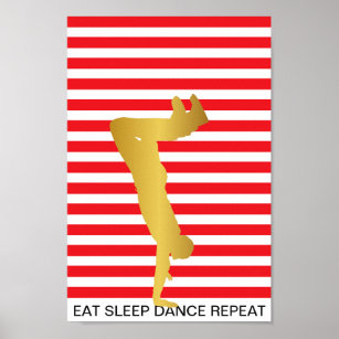 Poster Coma a dança do sono Repetir as listras vermelhas 