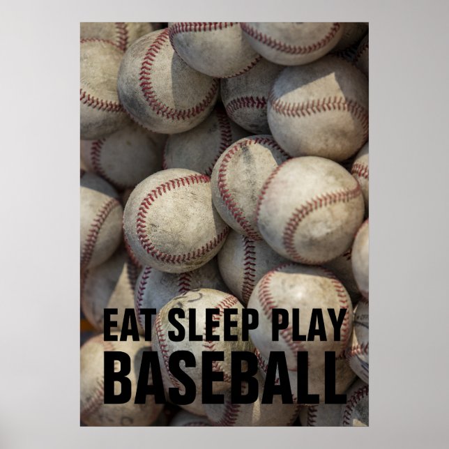 Poster Coma a dormir Toque em preto e branco Baseball Mot (Frente)