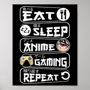 Poster Coma animação do sono Camisa de jogos Repetir anim