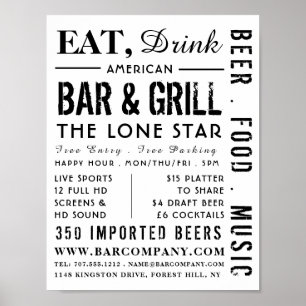Poster Coma, Beba Bar & Grill, Publicidade Pub/Brewery