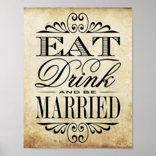 Póster Coma, Beba e se case - Sinal de Casamento vintage