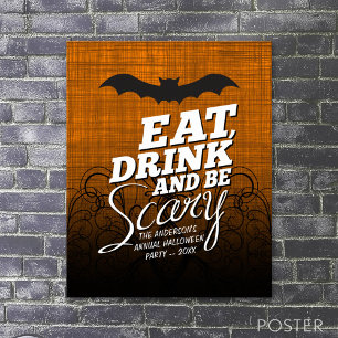 Póster Coma, beba e seja assustador - Festa de Halloween