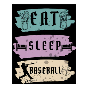 Póster Coma Beisebol Dormindo Jogador De Beisebol Engraça
