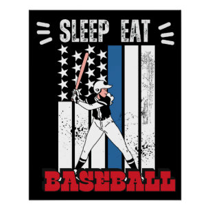 Póster Coma Beisebol Dormindo Jogador De Beisebol Engraça