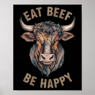 Poster Coma Carne De Bovino Seja Feliz Carnívoro De Bovin