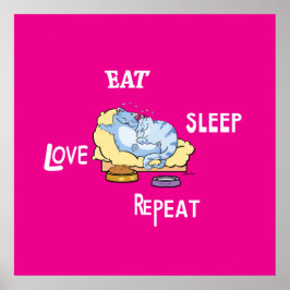 Poster Coma Cats Repetitivos Com Amor