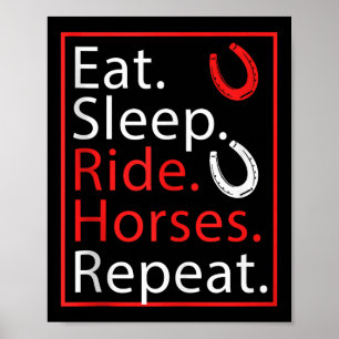 Poster Coma Cavalos De Corrida Do Sono Repetir Humor Para