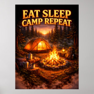 Poster Coma Dormir Acampar Repetir Arte