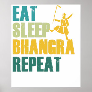 Poster Coma Dormir Bhangra Repita Dança Engraçada Punjabi