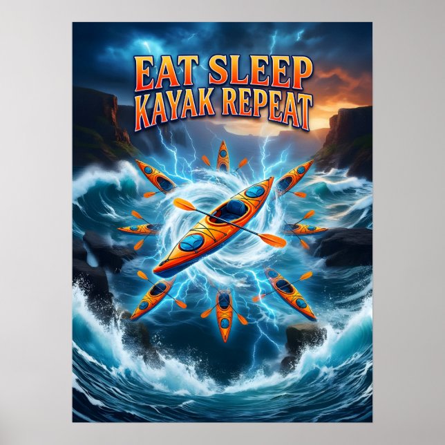 Poster Coma Dormir Caiaque Repetir Arte (Frente)