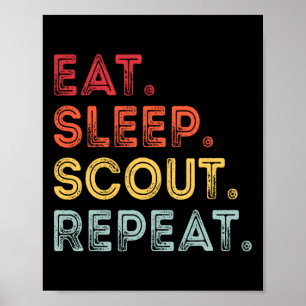 Poster Coma Dormir Escoteiro Repetir Retro Vintage Escote