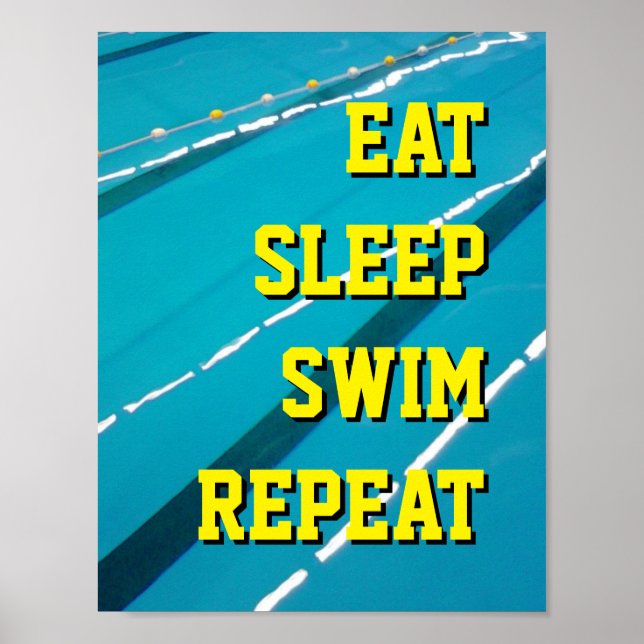 Póster COMA DORMIR Nadar REPITA cartazes de piscina (Frente)
