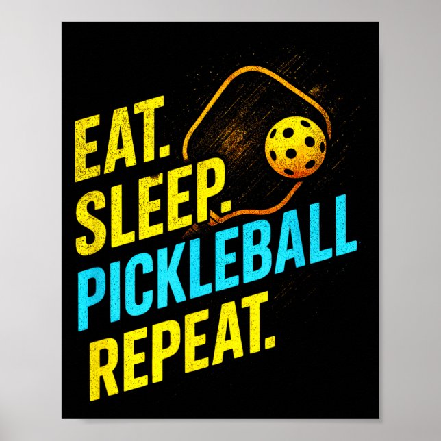 Poster Coma dormir pickleball repetir - fã de jogador eng (Frente)