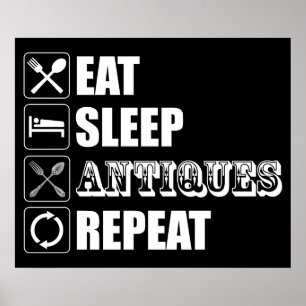 Poster Coma. Durma. Antiguidades. Repetir