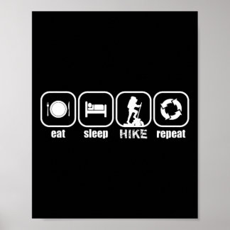 Poster Coma, Durma, Caminhe, Repita - Divertido Caminhada