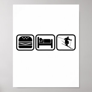 Poster Coma, Durma, Esqui E Repita Eu Amo Esquiar O Dia T
