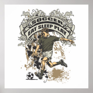 Póster Coma, durma, jogue o futebol