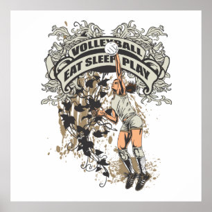 Póster Coma, durma, jogue o voleibol