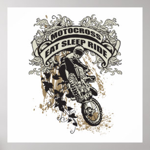 Póster Coma, durma, monte o motocross