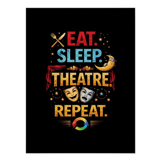 Póster Coma, Durma, Teatro, Repita (Frente)