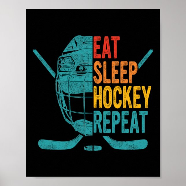 Poster Coma Hockey com Hóquei em Hóquei em Hóquei Repetid (Frente)
