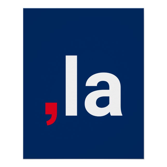 Póster Coma La kamala pronúncia engraçada azul vermelho (Frente)