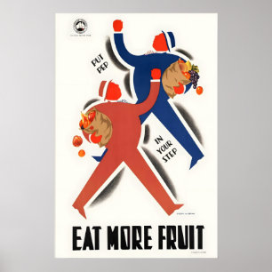 Poster Coma Mais Frutas Cartaz Vintage de Comida e Bebida