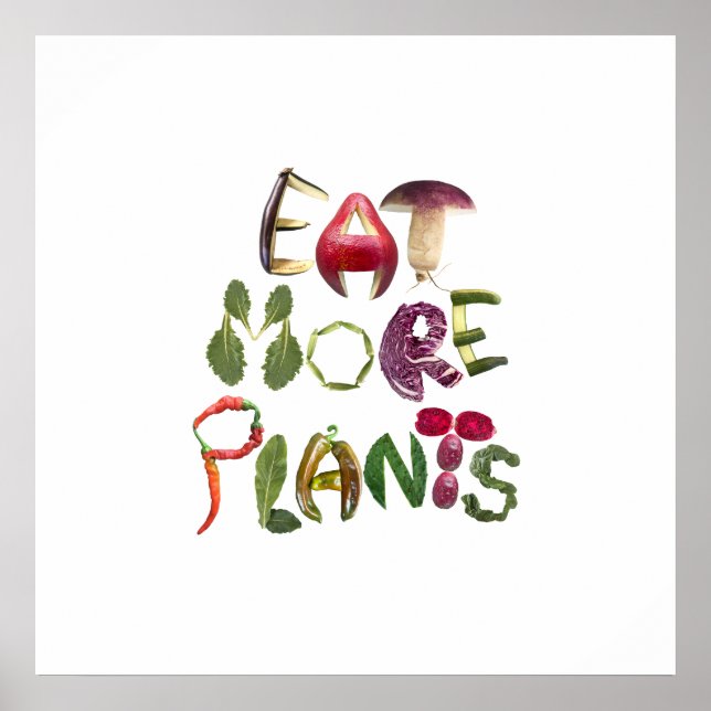 Poster Coma mais plantas - Lembrete saudável (Frente)