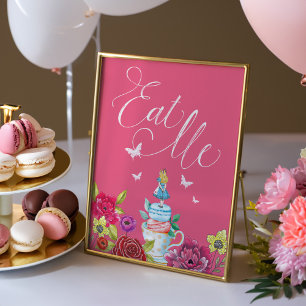 Poster Coma-Me Alice Vintage Em Florais Vibrantes Na Terr