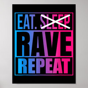 Poster Coma Não Durma Rave Repita Citação Edm Música - Ra