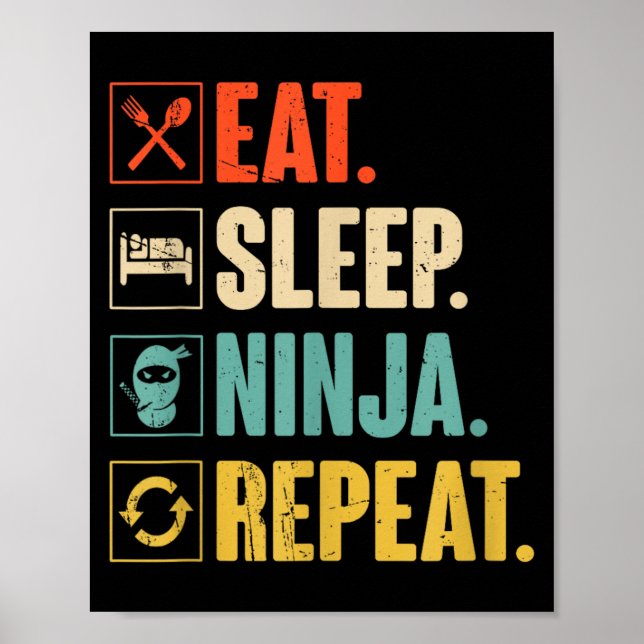 Poster Coma Ninja Repetir Ninja Marcial Engraçado (Frente)