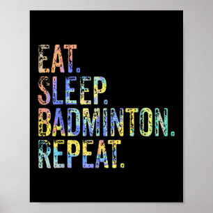 Poster Coma o Badminton do Sono Repetir Vintage Engraçado