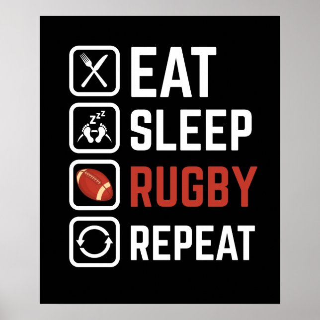 Poster Coma o Jogo de Rugby Repete Presente Esportivo (Frente)